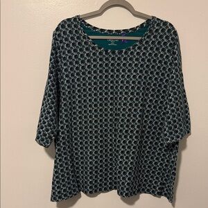 Catherines Women's Geometric Blouse - Black and White